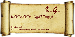 Kádár Gyöngyi névjegykártya